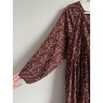 Hayden Los Angeles Textured Maroon Floral Tiered Midi Dress Pockets Women's 1XL Photo 7