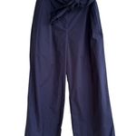 En Saison Marin Navy Wide Leg Embroidered Belt Trousers | Size L | Anthropologie Blue Size L Photo 1