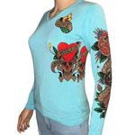 Ed Hardy Love Kills Slowly Rhinestone V Neck Sweater Photo 1