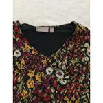 Craft & Barrel Women Black Floral V Neck Long Sleeve Top Blouse Shirt Size M Size M Photo 2