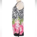 Cache Vintage  Y2K Zebra Floral Rose Garden Sleeveless Babydoll Mini Dress Size M Photo 2