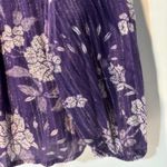 Crown & Ivy Blouse L Purple Silver Floral V Neck Long Sleeve Cottagecore Sparkle Photo 4