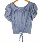 Free People  Star Struck Puff Sleeve Open Back Top Crop Sz Small Photo 4