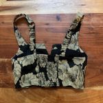 Urban Outfitters  Gold Black Floral Brocade Crop Top Lace Up Size Small‎ Photo 4