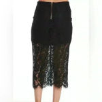 Chaser NWT  Black Lace Slip Midi Skirt with Slit Size Medium ~ Trending Fall 2025 Photo 2