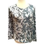 Proenza Schouler  BARNEYS NEW YORK MIA COTTON LONG SLEEVE BLUE WHITE PRINT TSHIRT Photo 1