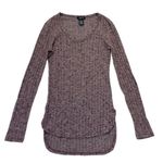 Rue 21 Ribbed V-neck T-shirt Size XS heather purple plum long sleeve tee Photo 5