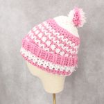 Pink Cable Knit Crochet Pom Pom Cozy Cottagecore Chunky Beanie Cap Hat Photo 1