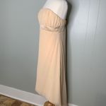 Alfred Angelo Champagne Chiffon Overlay Formal Prom Hi/Lo Strapless Dress M Photo 5