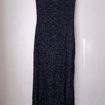 Jessica McClintock Vintage 90s Gunne Sax Navy Silver Glitter Maxi Dress M Photo 0