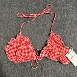 Good American Gingham Lattice Edge Bikini Top Photo 4