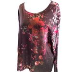 Coldwater Creek Y2K Floral Abstract Long Sleeve Scoop Neck Top Size Large Photo 3