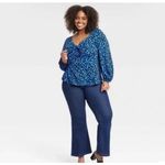 Ava & Viv New Womens Black & Blue Polka Dot Knot Front Top - Sz XXL Photo 2