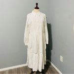 ZARA  Oyster White Bohemian Button-down Lapel Collar Trimmed Midi Dress Sz XXL Photo 10