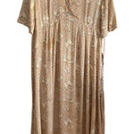 90s Vintage David Dart Force One Cream tan Portrait Print Babydoll Dress Medium Photo 0