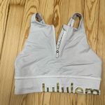 Lululemon  Energy Bra High Neck Long Line Size 6 White Gold Special Edition Zip‎ Photo 6