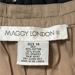 Maggy London Taupe Black Ruffle Pleated Sleeveless Mini Dress Sz 14 Women Photo 6