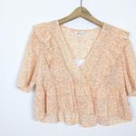 WAYF NWT  Navi Ruffle Peplum Peach Vines Floral Top Photo 5