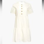 Madewell  Button-Front Short-Sleeve Tiered Mini Dress In Lighthouse Photo 10