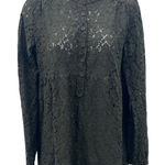 Michael Michael Kors Women's Small Brown Lace Long Sleeve Half Button Blouse Photo 0