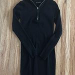 Amazon Long Sleeve black Knit Ribbed Bodycon Mini Sweater Dress with front zipper Photo 3