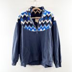 Aerie  Hometown Holiday 1/4 Zip Fleece Pullover Jacket Sweatshirt Blue Medium Photo 1