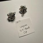 Vintage Laguna Faux Pearl & Crystal Bead Cluster Silver Tone Clip On Earrings Photo 7