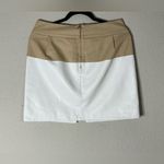 Anthropologie  Leifsdottir leather and cotton Tan and White Pencil Mini Skirt Photo 1