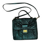 Betsey Johnson Metallic Emerald Green Bow Handbag Crossbody, Old Money Preppy Photo 0