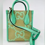 Gucci Monogram Jumbo GG Supreme Dollar Logo Pepper Mint Calfskin Mini Tote Bag Photo 15