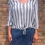 Pink Rose  Rayon Striped Tie Front High Low Hemline Top M Photo 1