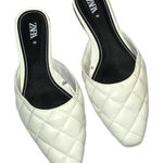 ZARA  quilted flats‎ white mules slides summer 9/40 Photo 0