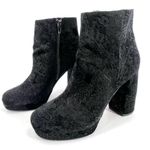 Kensie Black Velvet Floral Emeline Block heel boot bootie size 8.5 Platform Goth Photo 0