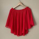 ZARA Pleated Red Off-Shoulder Sheer Top Stretch Photo 5