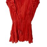 Karina Grimaldi Raffa Mini Dress Small Orange Metallic Stripe Boho Ruffle Photo 3