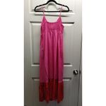 Tabitha Brown for Target Size Small Pink Red Color Block Linen Blend Tank Dress Photo 1