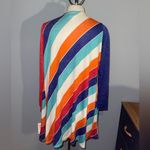 LuLaRoe Retro Stripes small Caroline Cardigan Blue Red White Cream Orange NEW! Photo 1
