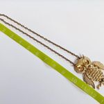 Vintage 1970s Gold Tone Owl Necklace Photo 3
