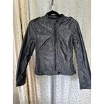 Bebe Sport Y2K Shiny Metal Black Side Arm Rouching Zip Up Motorcycle Jacket M Photo 1