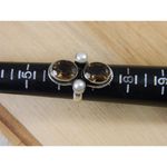 None Vintage Topaz Sterling Silver Ring, Brown Topaz, Pearl Multi Stone Ring Sz 6.25 Photo 9