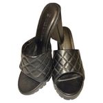 Wild Diva  Black Quilted High Heel Mules. New Photo 1