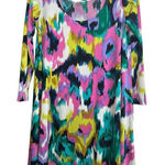 Tori Richard  Honolulu Tunic Dress Multicolor Pullover Abstract 3/4 Sleeves XS Photo 0