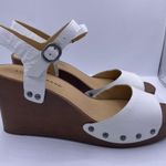 Lucky Brand zashti platform wedge sandals women Size 9 white/brown- New Photo 2