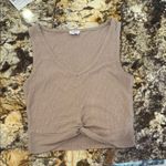 Cotton On Gray Brown Sleeveless Crop Tie Front Tank Top Photo 0