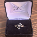 Sterling Silver Heart Shaped Ring With Blue And Clear Diamonds Size 7 Photo 0