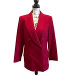 Oleg Cassini  Wool 2pc Skirt Suit Blazer Jacket Ruby Red Size 12 Vintage Rare NWT Photo 2