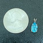 Sterling Silver Vintage Blue Topaz CZ Cubic Zirconia Teardrop Pendant 0.7g Photo 4