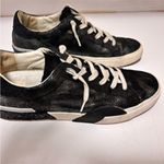 Black Dolce Vita Women's Zina Leather Metallic Gunmetal Sneaker Photo 3