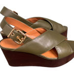 Marni Green Leather Crisscross Wedges Platform With Buckle Sandal Size 39 Photo 0