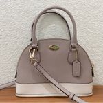 Coach Cross Grain Leather Mini Cora Dome Satchel Colorblock Gray Birch/Chalk Photo 2